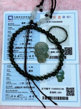 Certified Grade A Burma Green Jade Doraemon Necklace,Icy Bluewater Jade Bracelet